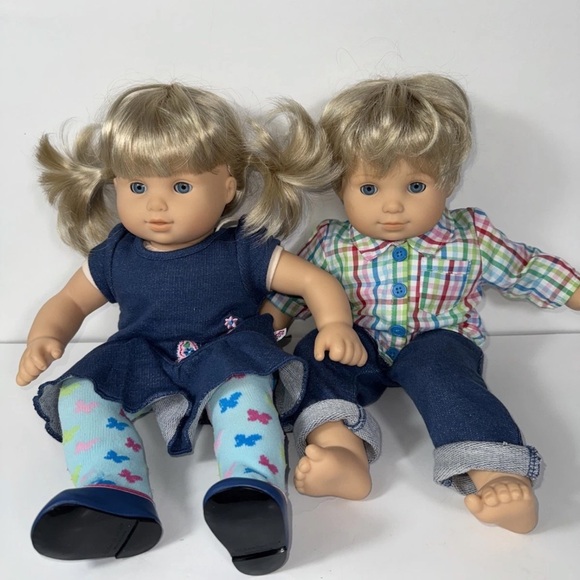 AMERICAN GIRL Bitty Baby Twins 15” Boy Girl Blonde Hair Blue Eyes